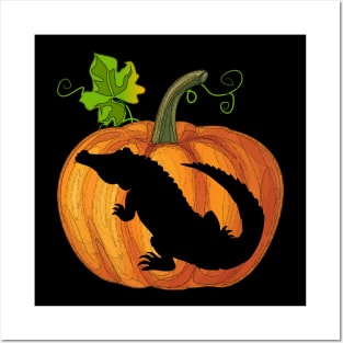 Crocodile in pumpkin Posters and Art